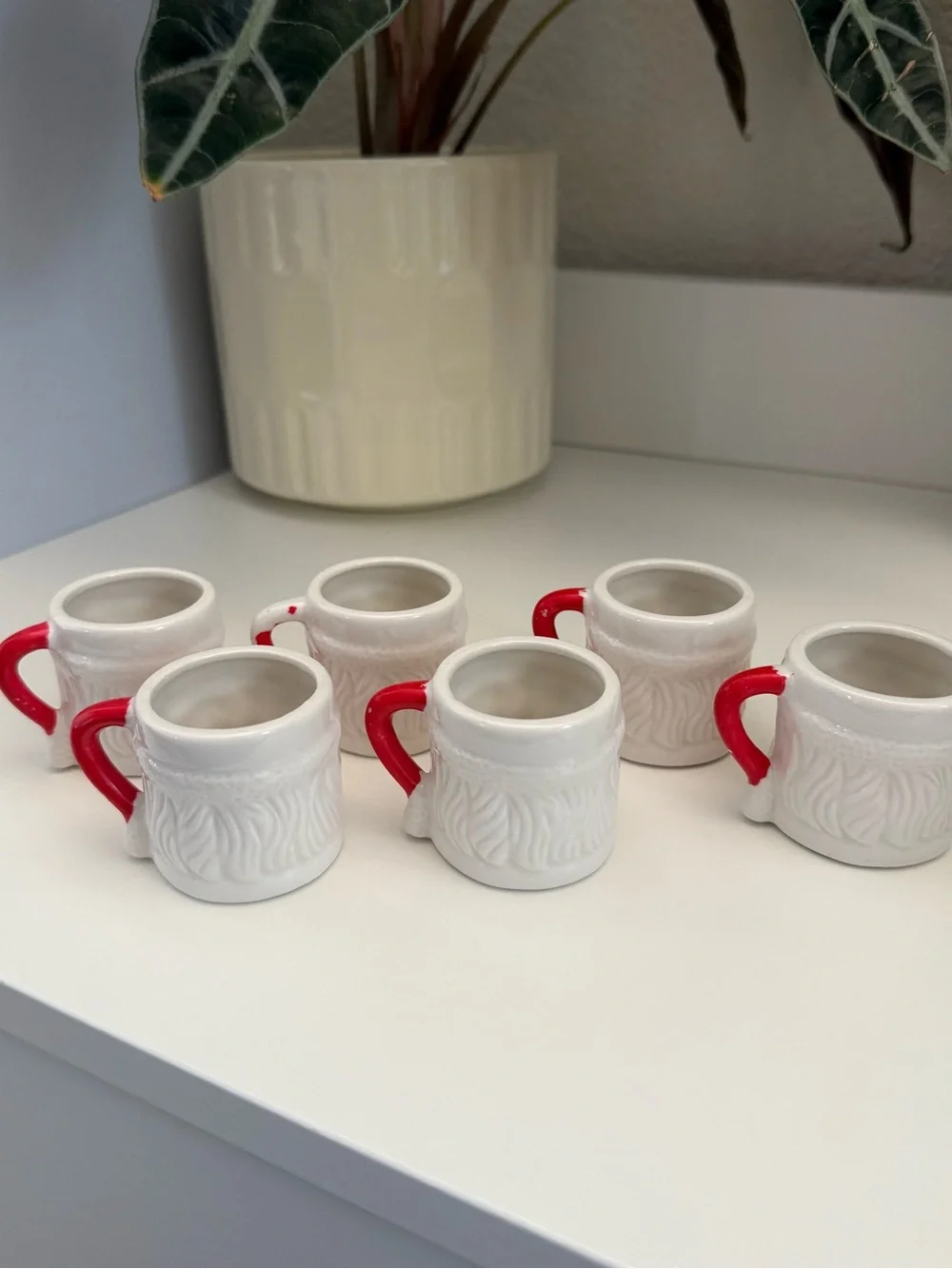 Festive Santa Face Mini Ceramic Espresso Mugs - Set of 6